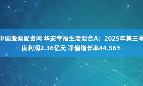 中国股票配资网 华安幸福生活混合A：2025年第三季度利润2.36亿元 净值增长率44.56%