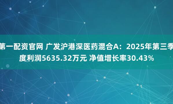 第一配资官网 广发沪港深医药混合A：2025年第三季度利润5635.32万元 净值增长率30.43%